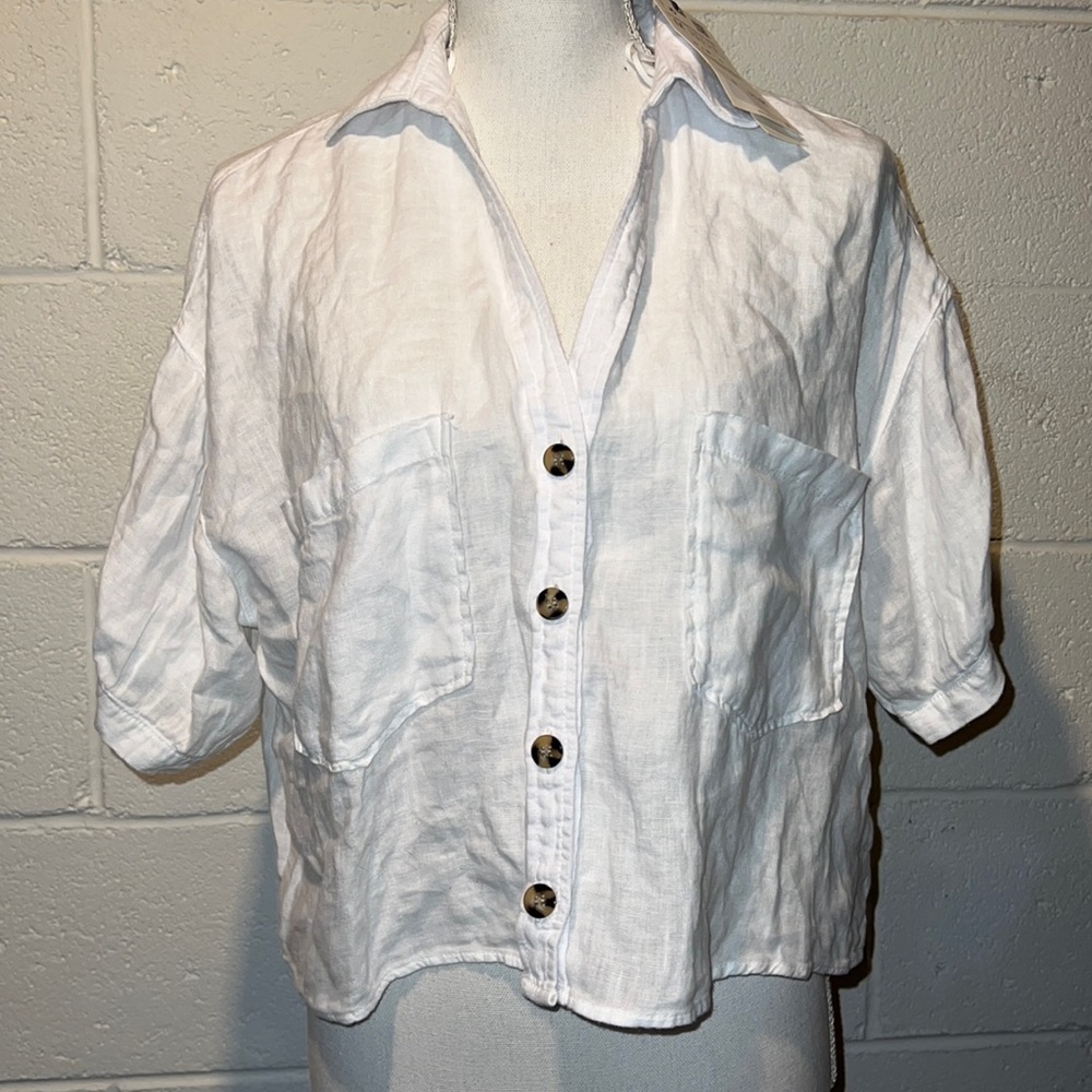 Zara white beachy flow shirt